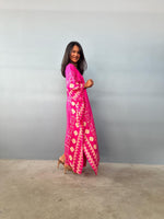 Mala Handworks  Luna Hand Screen Printed Kaftan in Fuchsia