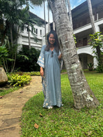 Luna Hand Screen Printed Kaftan in Gray - Mala Handworks
