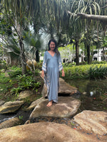 Luna Hand Screen Printed Kaftan in Gray - Mala Handworks