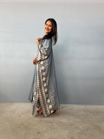 Luna Hand Screen Printed Kaftan in Gray - Mala Handworks