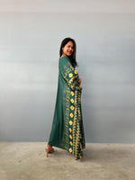 Mala Handworks  Luna Hand Screen Printed Kaftan in Green