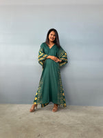 Mala Handworks  Luna Hand Screen Printed Kaftan in Green