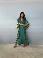 Mala Handworks  Luna Hand Screen Printed Kaftan in Green