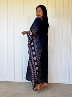 Mala Handworks  Luna Hand Screen Printed Kaftan in Navy