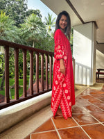 Mala Handworks  Luna Hand Screen Printed Kaftan in Red
