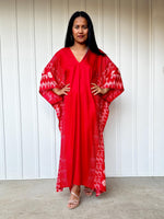 Mala Handworks  Luna Hand Screen Printed Kaftan in Red