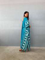 Mala Handworks  Luna Hand Screen Printed Kaftan in Teal
