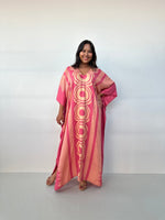 MALA handworks Luna Handmade Kaftan in Pink Echoeye Pattern