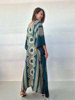 MALA handworks Luna Handmade Kaftan in Teal Echoeye Pattern