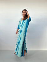 MALA handworks Luna Handmade Kaftan in Turquoise Echoeye Pattern