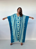 MALA handworks Luna Handmade Kaftan in Turquoise Echoeye Pattern