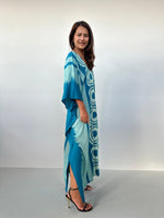 MALA handworks Luna Handmade Kaftan in Turquoise Echoeye Pattern