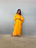 MALA handworks  Luna Kaftan in Hand Silkscreened Turmeric Yellow