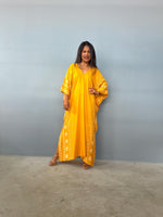 MALA handworks  Luna Kaftan in Hand Silkscreened Turmeric Yellow
