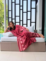 Luna Merlot with Hand Silkscreened Pattern Kaftan - Mala Handworks