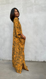 MALA handworks Luna Kaftan in Olive Green and Pattern Silkscreen
