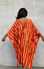 MALA handworks Luna Kaftan in Orange and Yellow Pattern Silkscreen