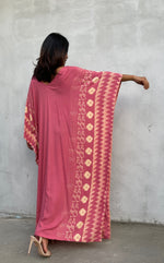 MALA handworks Luna Kaftan in Evening Rose and Pattern Silkscreen