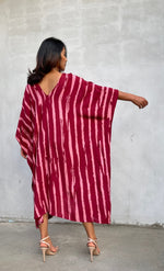 MALA handworks Luna Kaftan in Red and Pattern Silkscreen