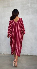 MALA handworks Luna Kaftan in Red and Pattern Silkscreen