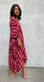 MALA handworks Luna Kaftan in Red and Pattern Silkscreen