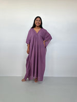 Lyla Cotton Gauze Kaftan in Plum - Mala Handworks