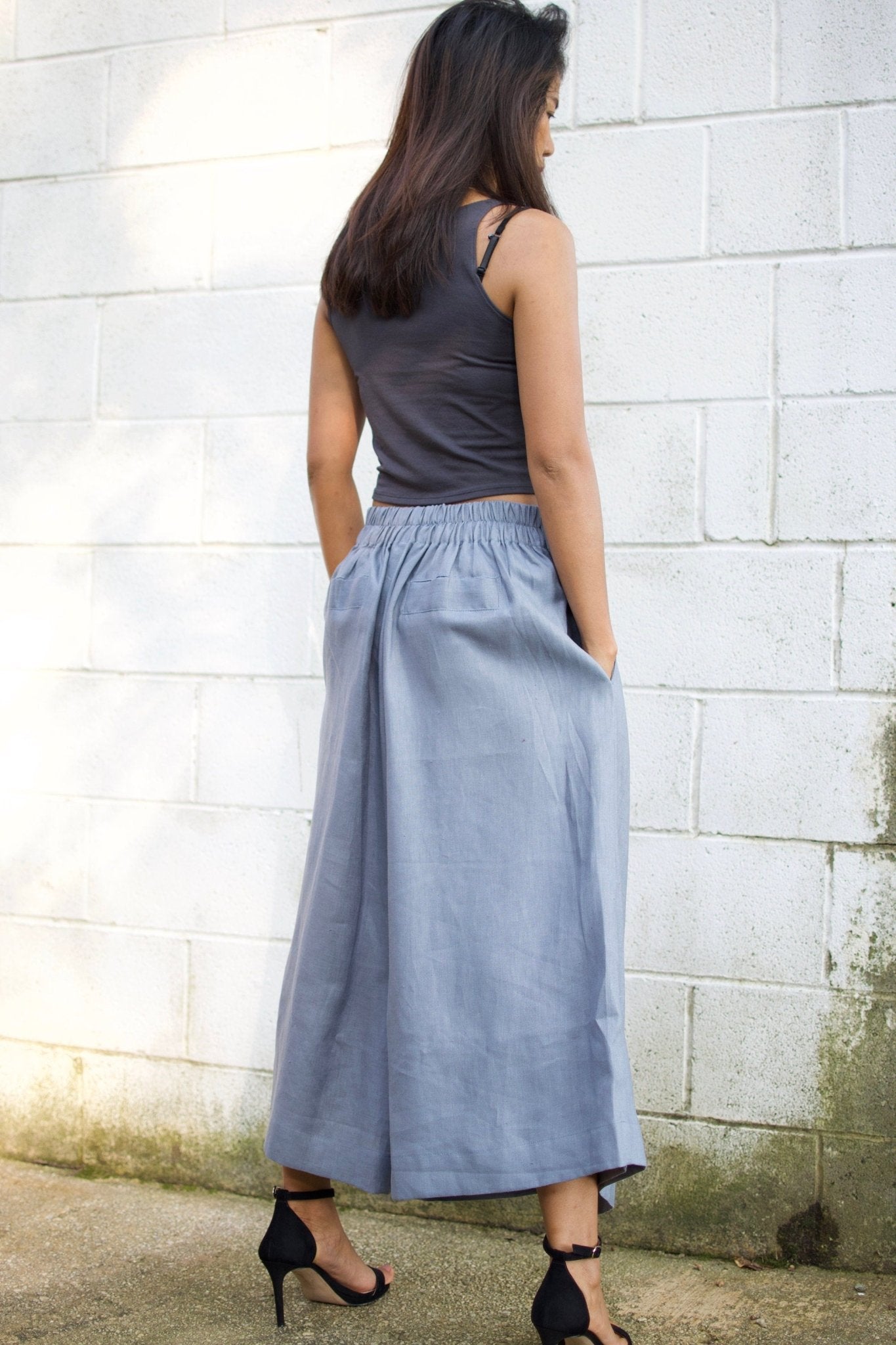 MALA handworks  Lyla Linen pants in Blue Gray