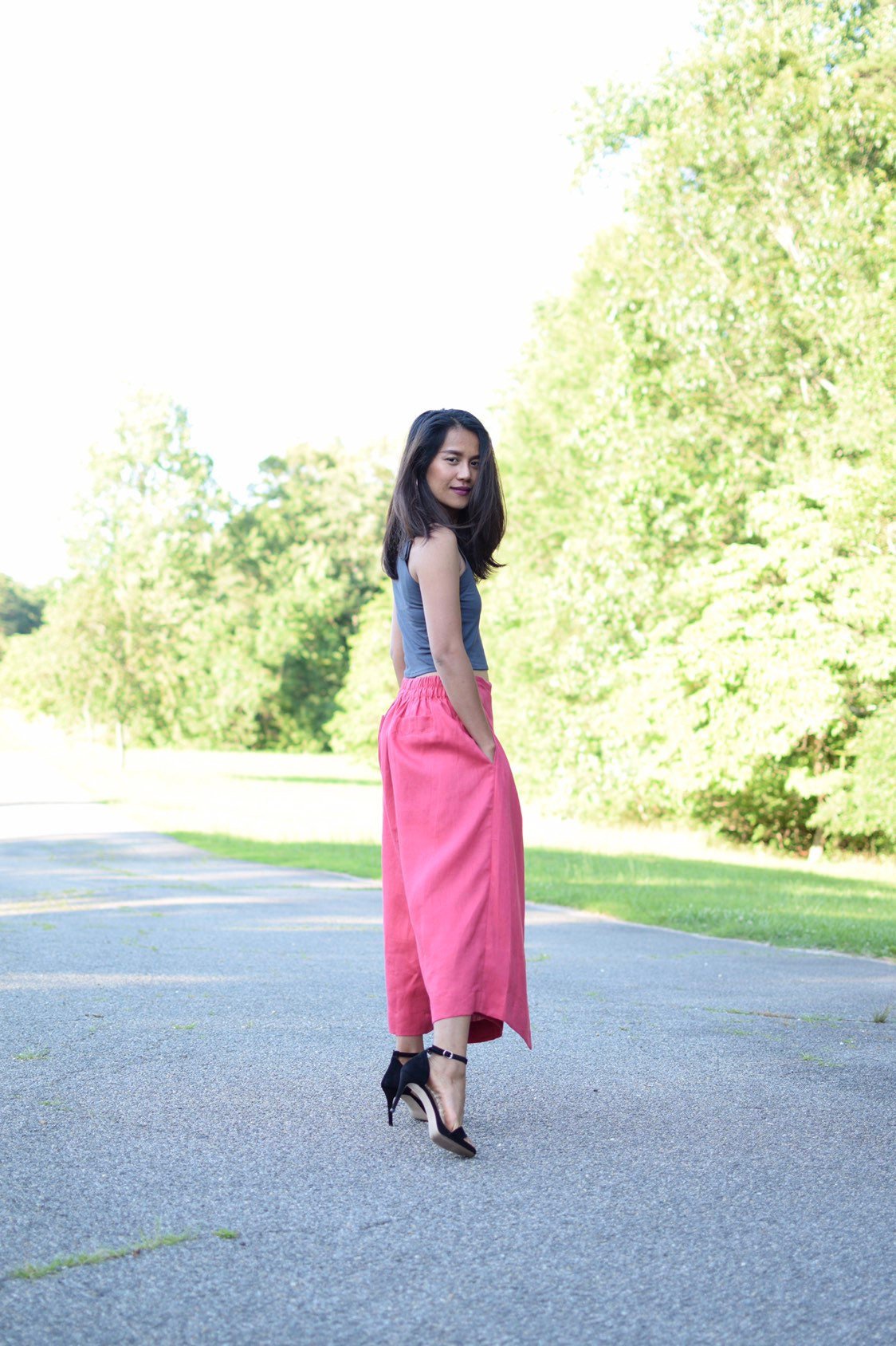 MALA handworks  Lyla Linen pants in Fuchsia Red