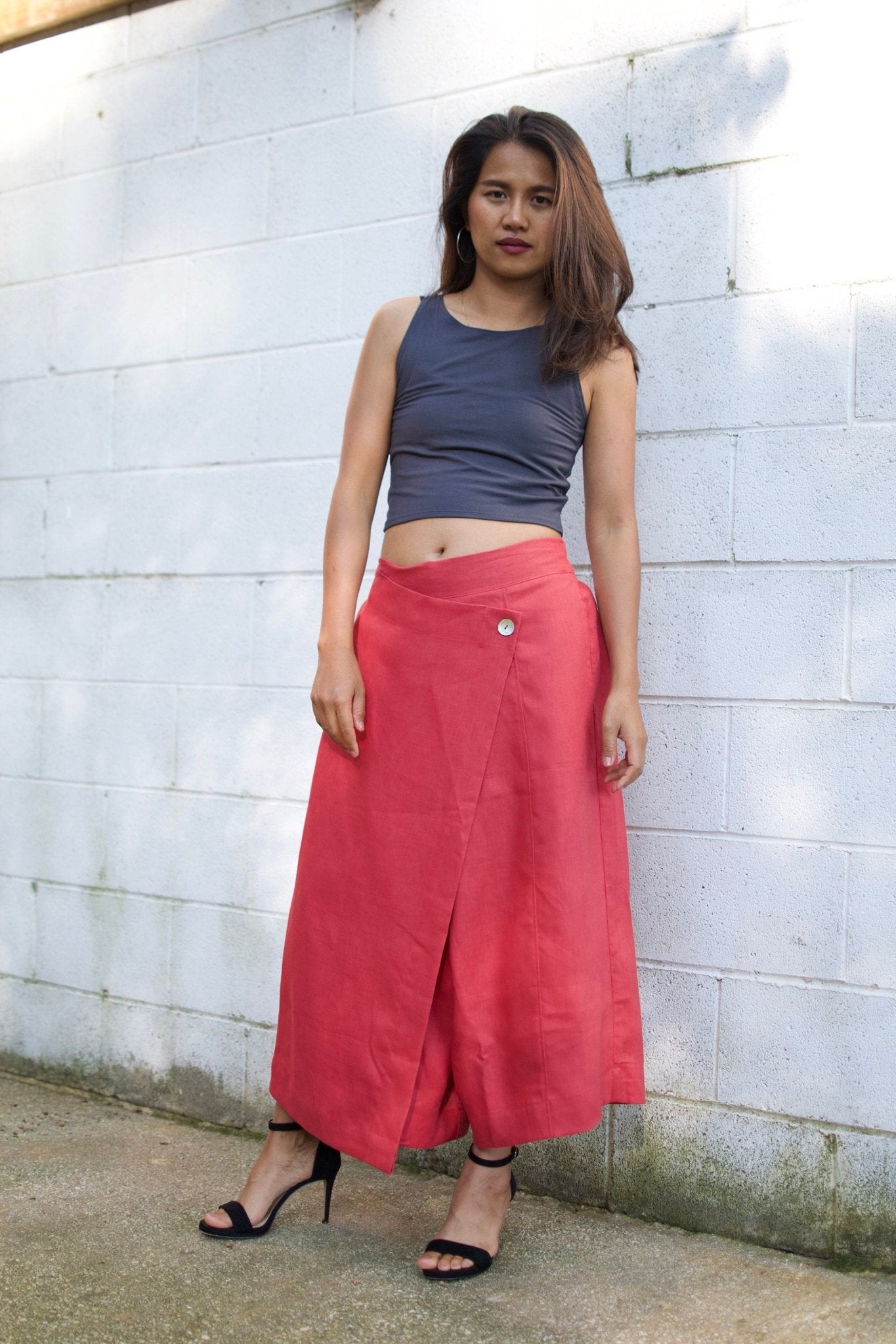 MALA handworks  Lyla Linen pants in Fuchsia Red