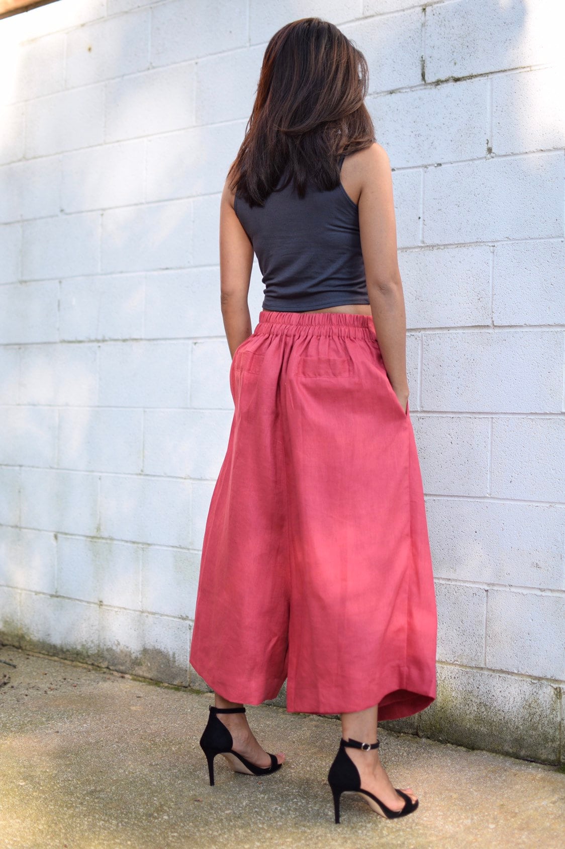 MALA handworks  Lyla Linen pants in Fuchsia Red