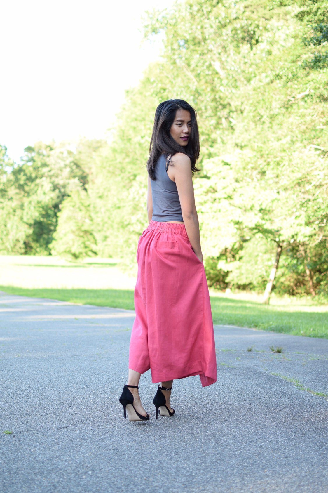MALA handworks  Lyla Linen pants in Fuchsia Red