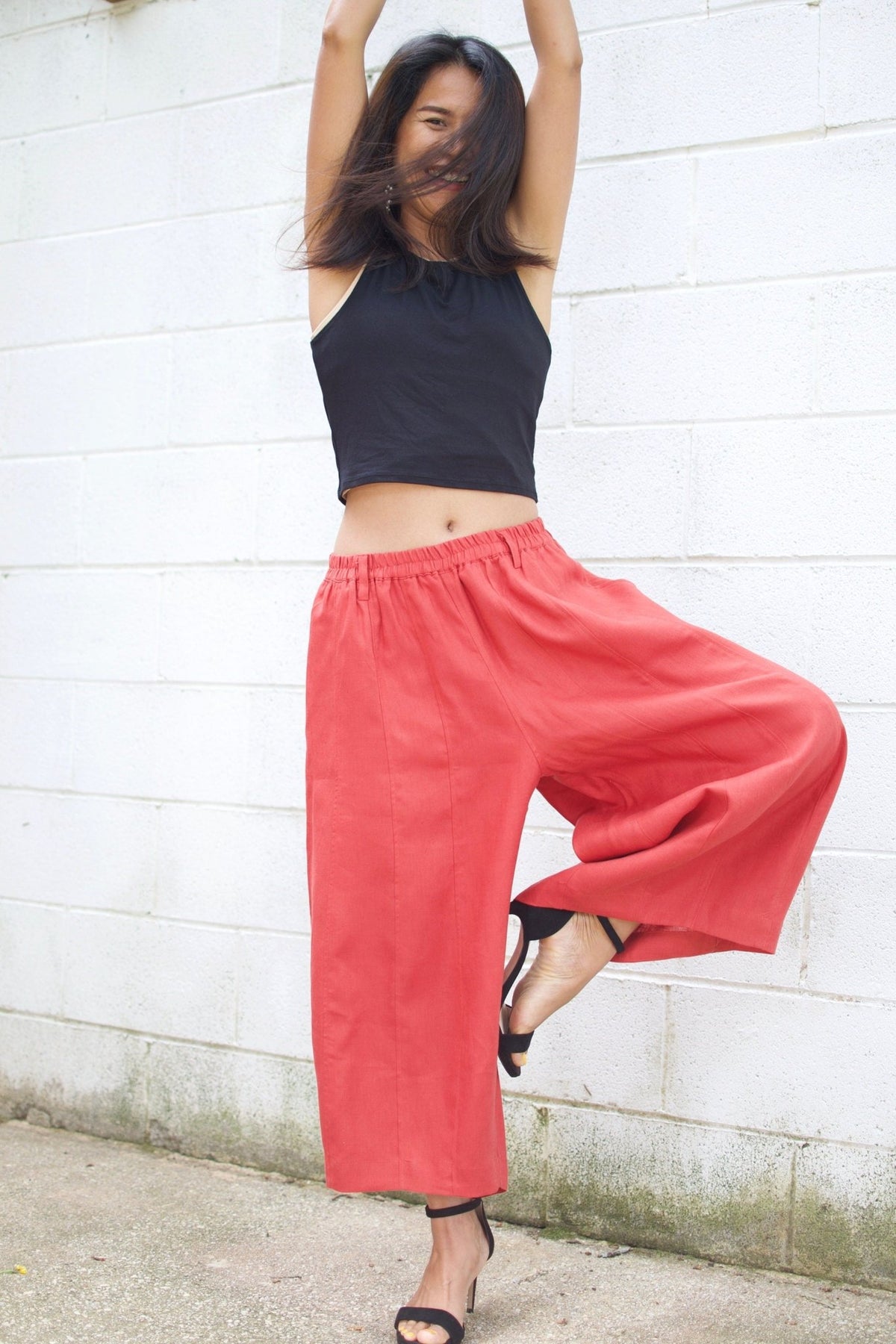 MALA handworks  Lyla Linen pants in Red Linen