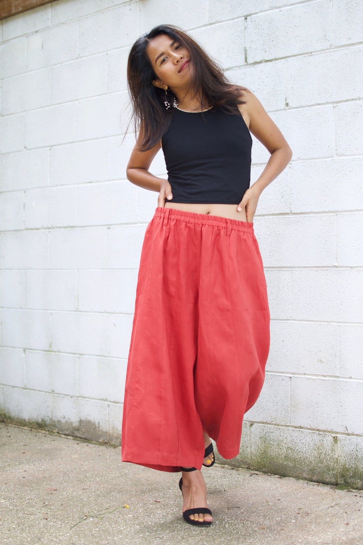 MALA handworks  Lyla Linen pants in Red Linen