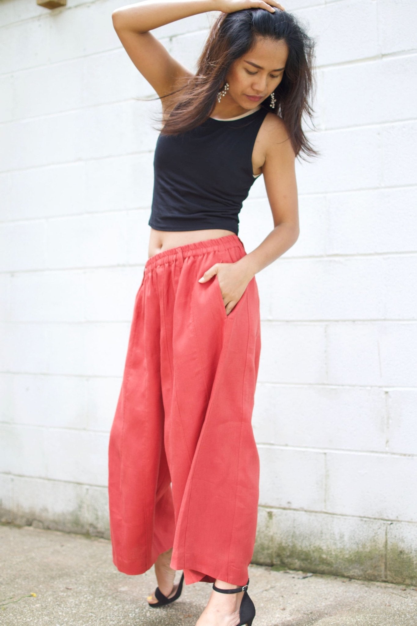MALA handworks  Lyla Linen pants in Red Linen