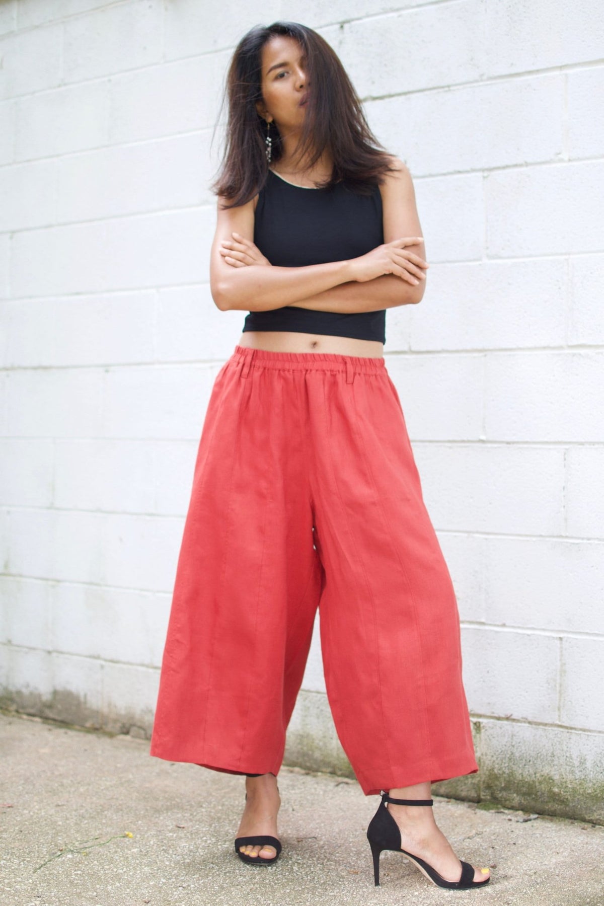MALA handworks  Lyla Linen pants in Red Linen