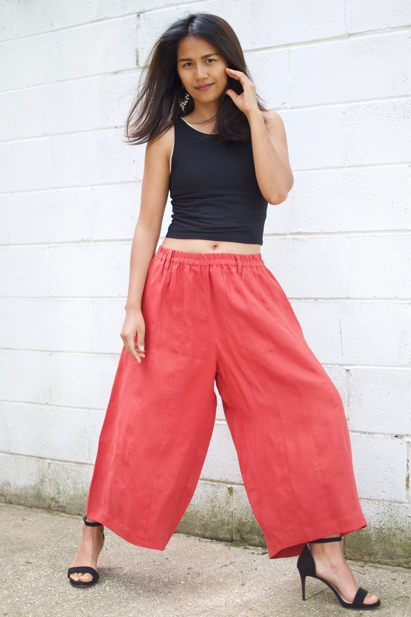 MALA handworks  Lyla Linen pants in Red Linen