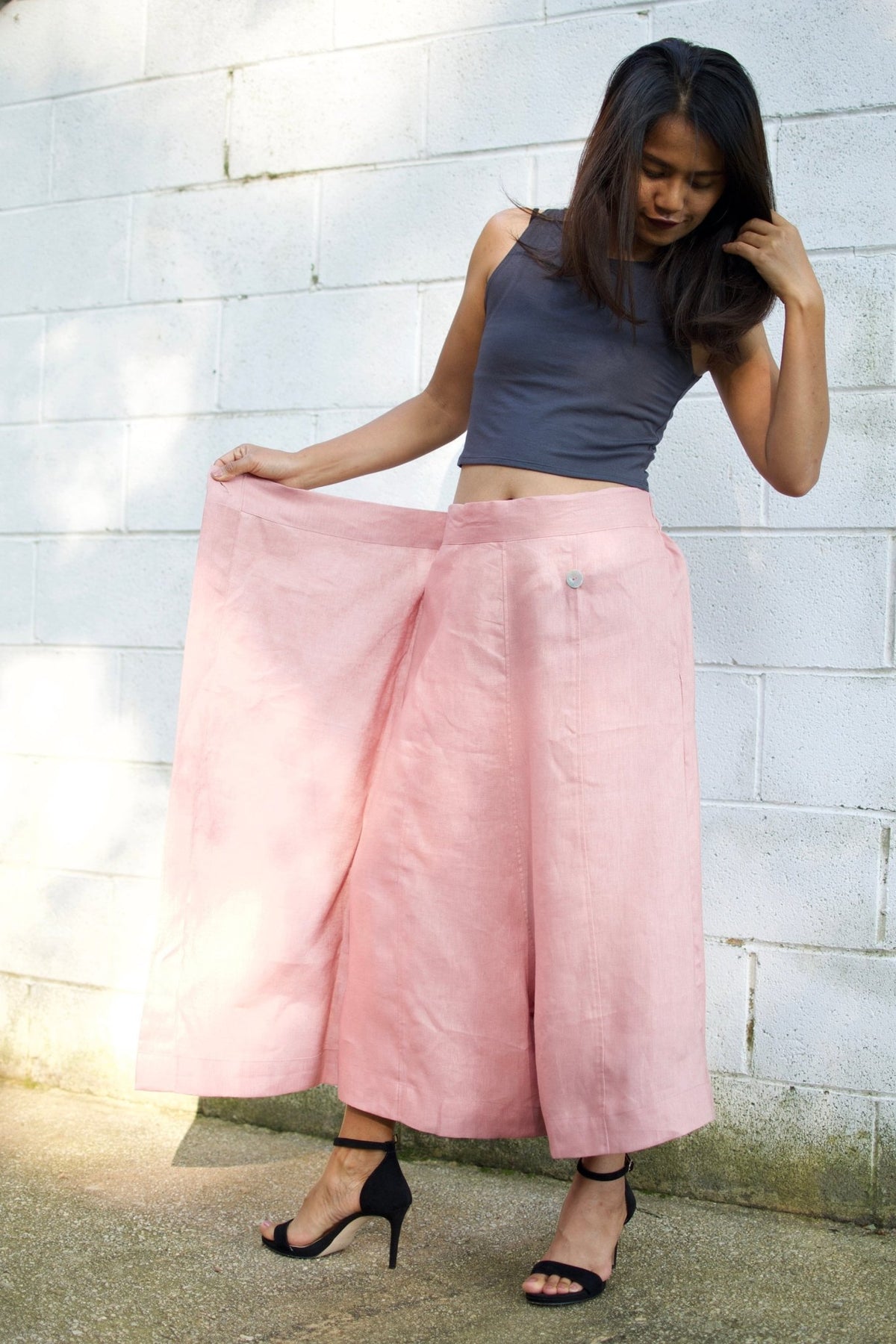 MALA handworks  Old Rose Lyla Linen pants in Rose Pink
