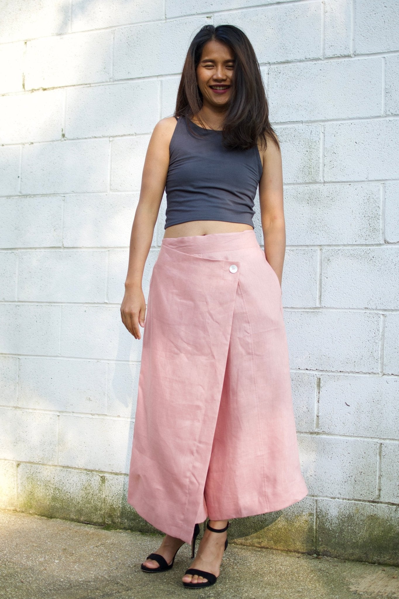 MALA handworks  Old Rose Lyla Linen pants in Rose Pink