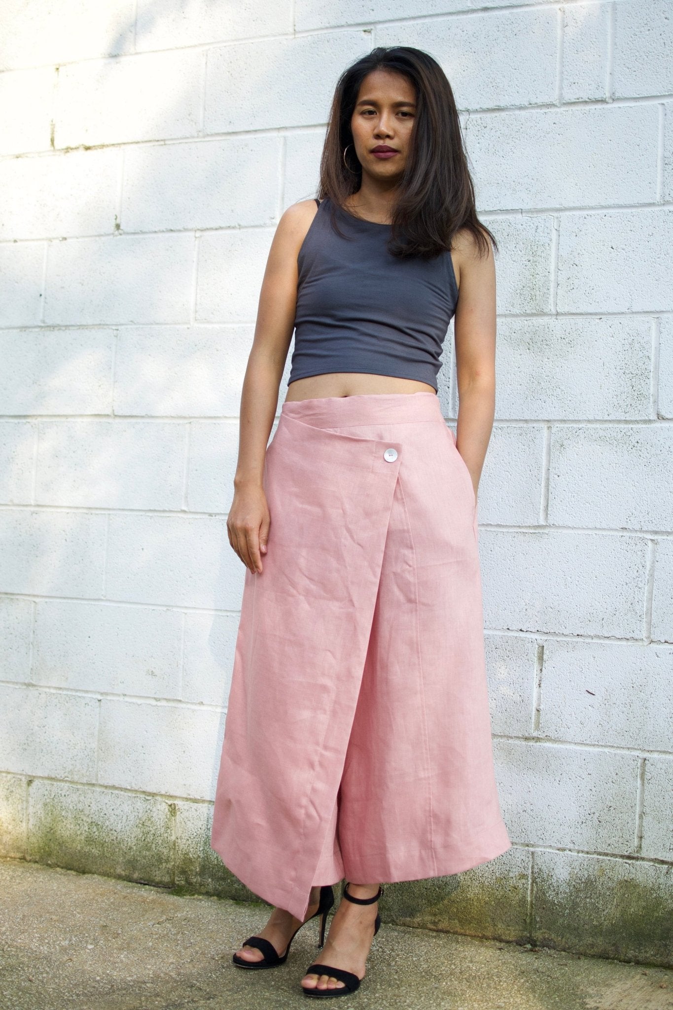 MALA handworks  Old Rose Lyla Linen pants in Rose Pink