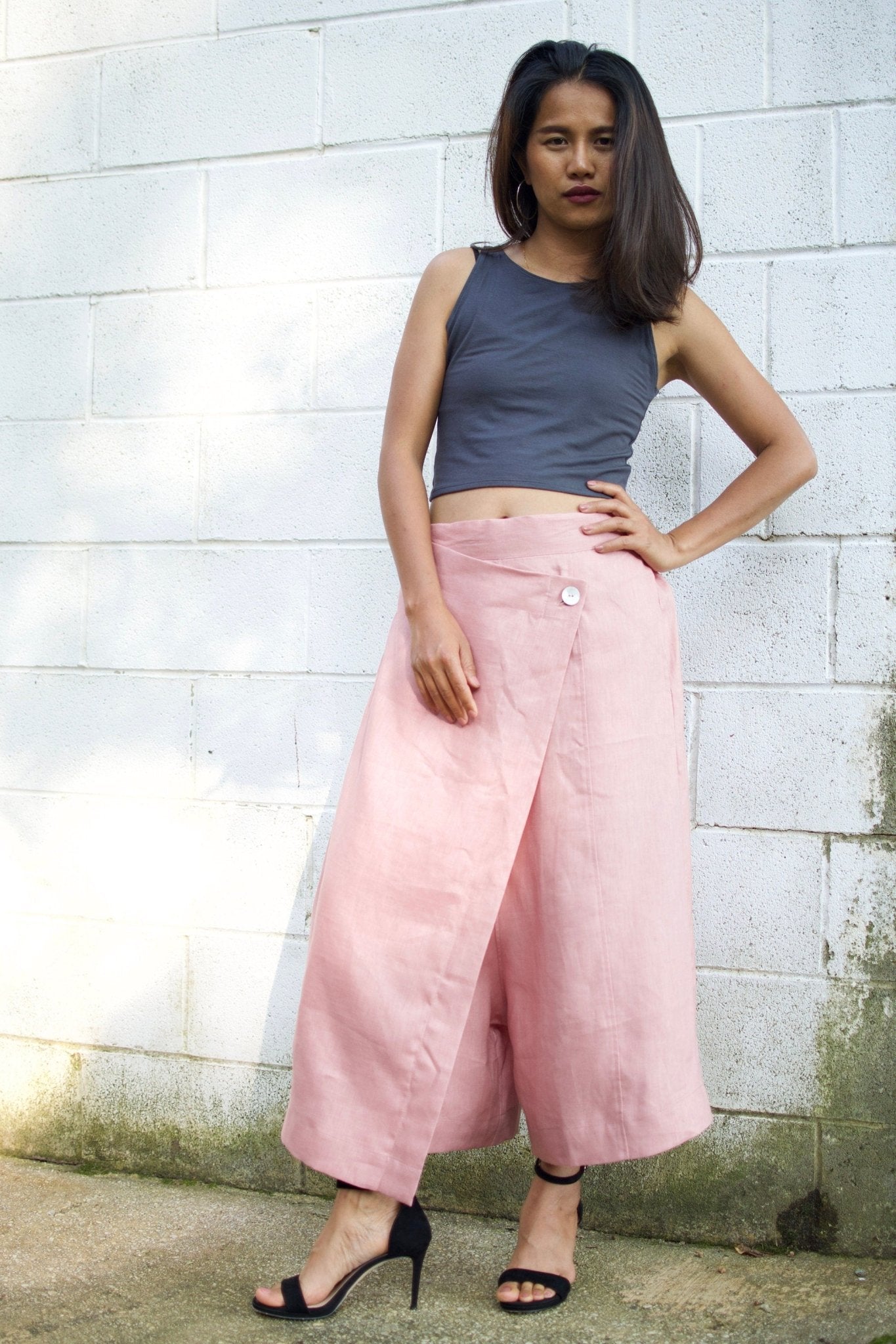MALA handworks  Old Rose Lyla Linen pants in Rose Pink