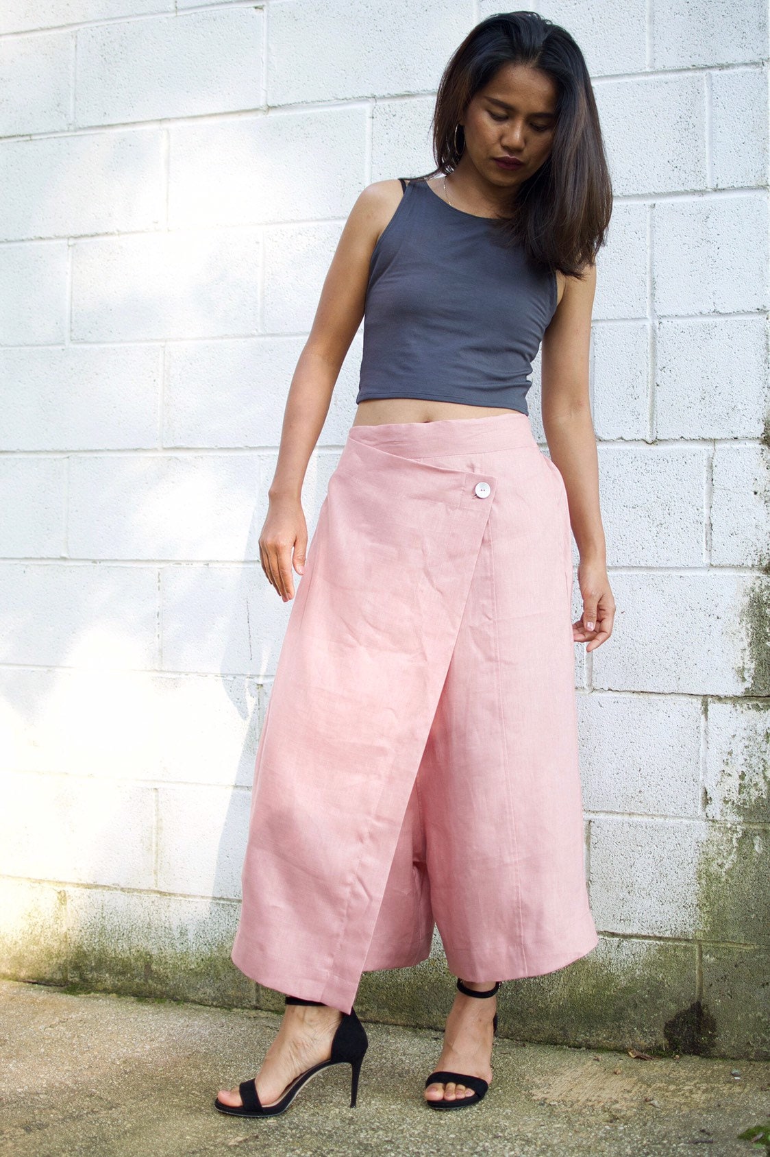 MALA handworks  Old Rose Lyla Linen pants in Rose Pink