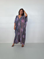 Lyla Natural Hand - Dyed Cotton Kaftan in Mauve - Mala Handworks