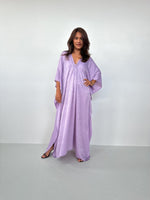 Lyla Satin Crepe Kaftan in Lilac - Mala Handworks