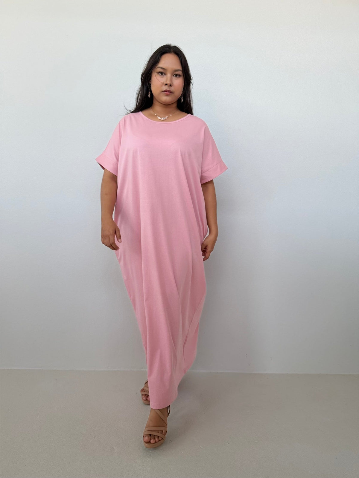 Mala Handworks Alice Jersey Cotton Kaftan in Bubblegum