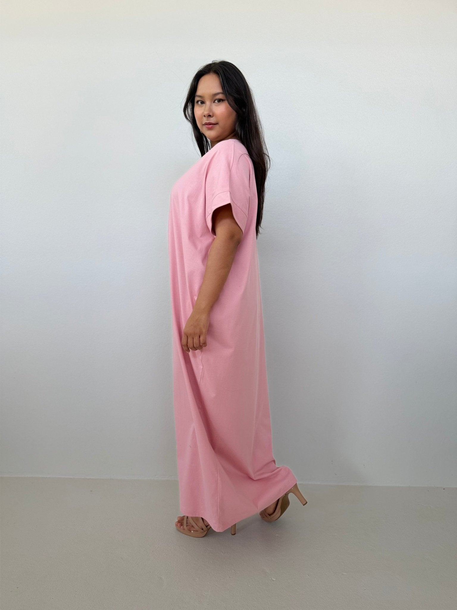 Mala Handworks Alice Jersey Cotton Kaftan in Bubblegum