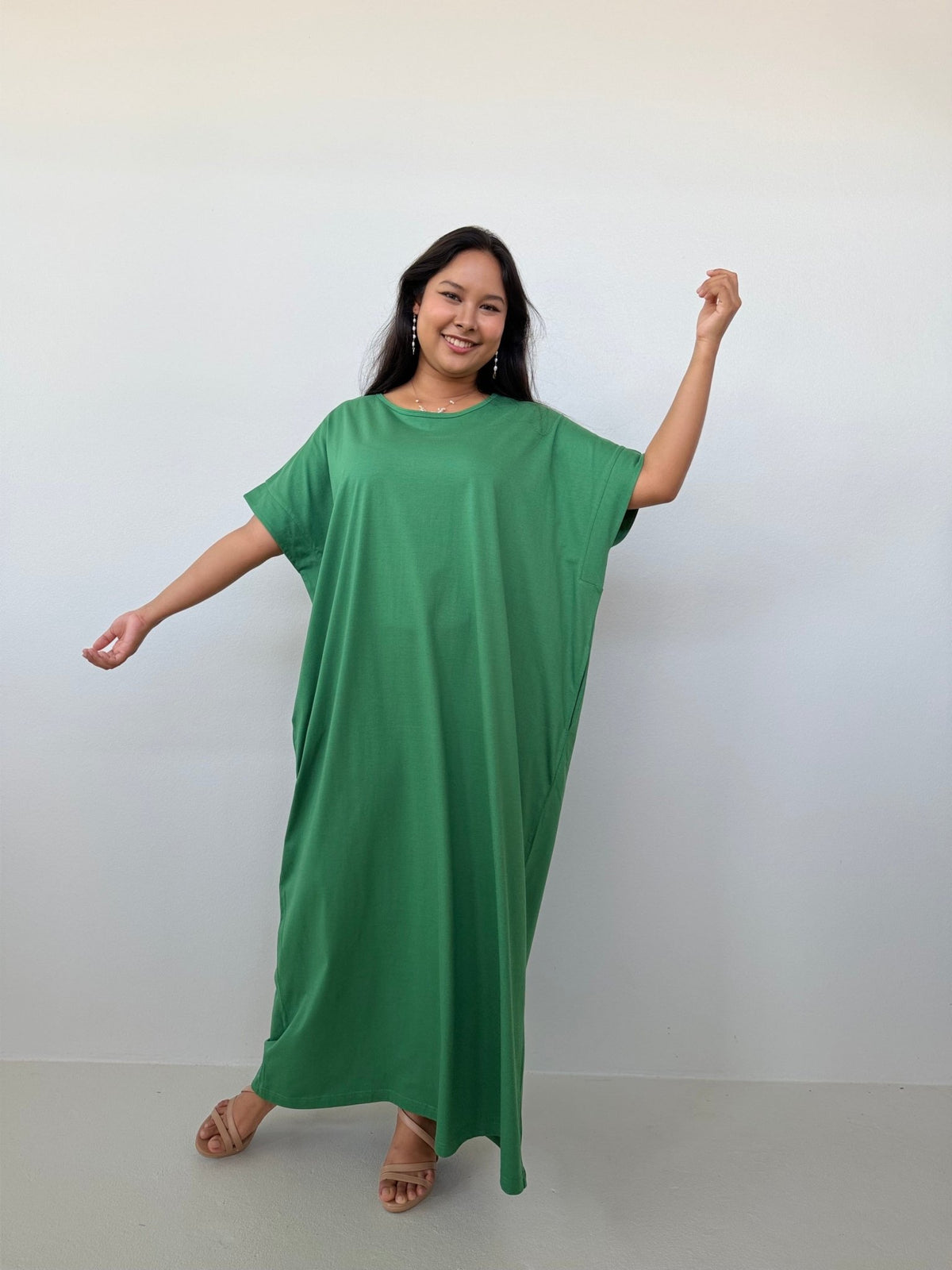Mala Handworks Alice Jersey Cotton Kaftan in Emerald
