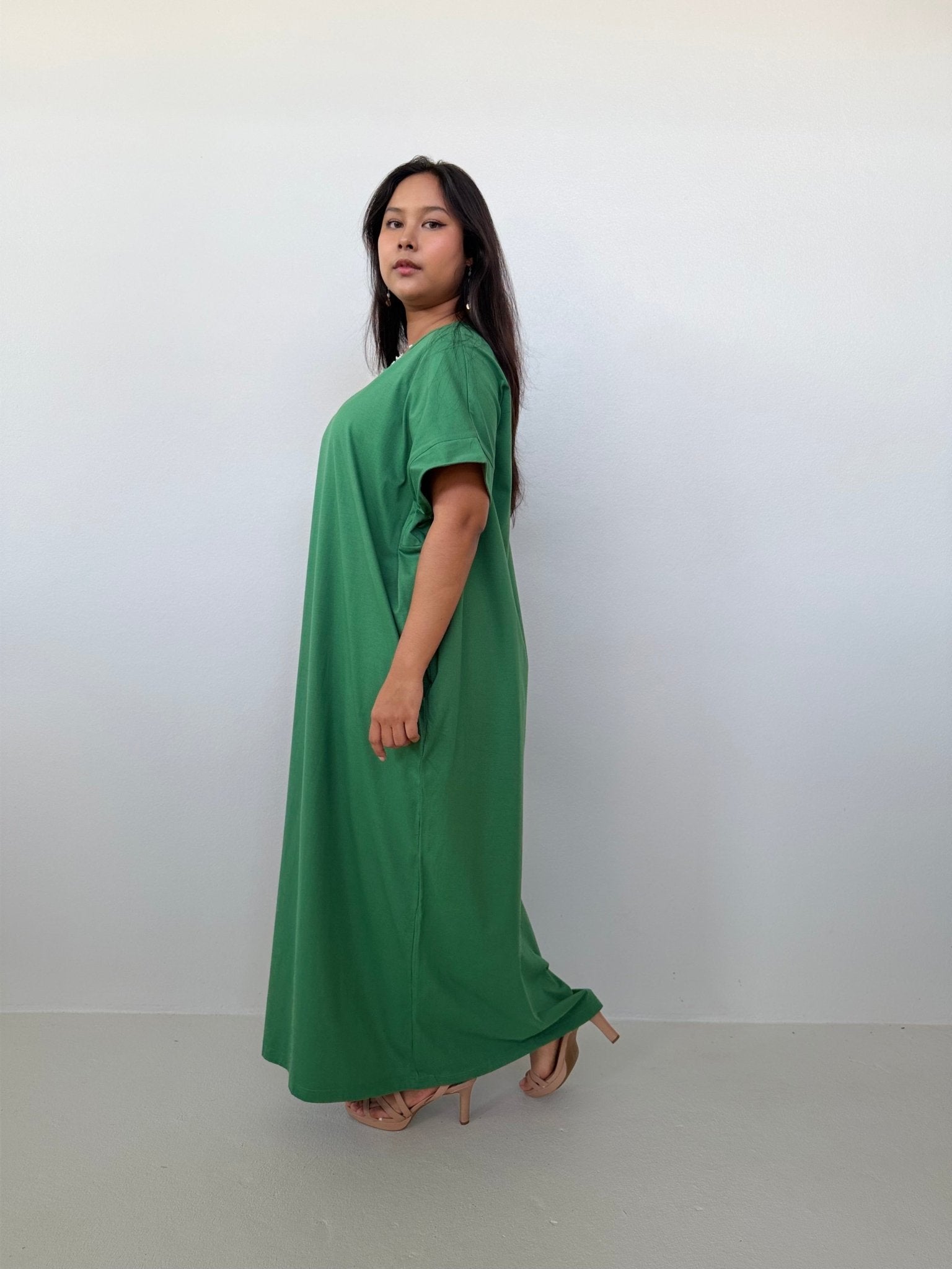 Mala Handworks Alice Jersey Cotton Kaftan in Emerald