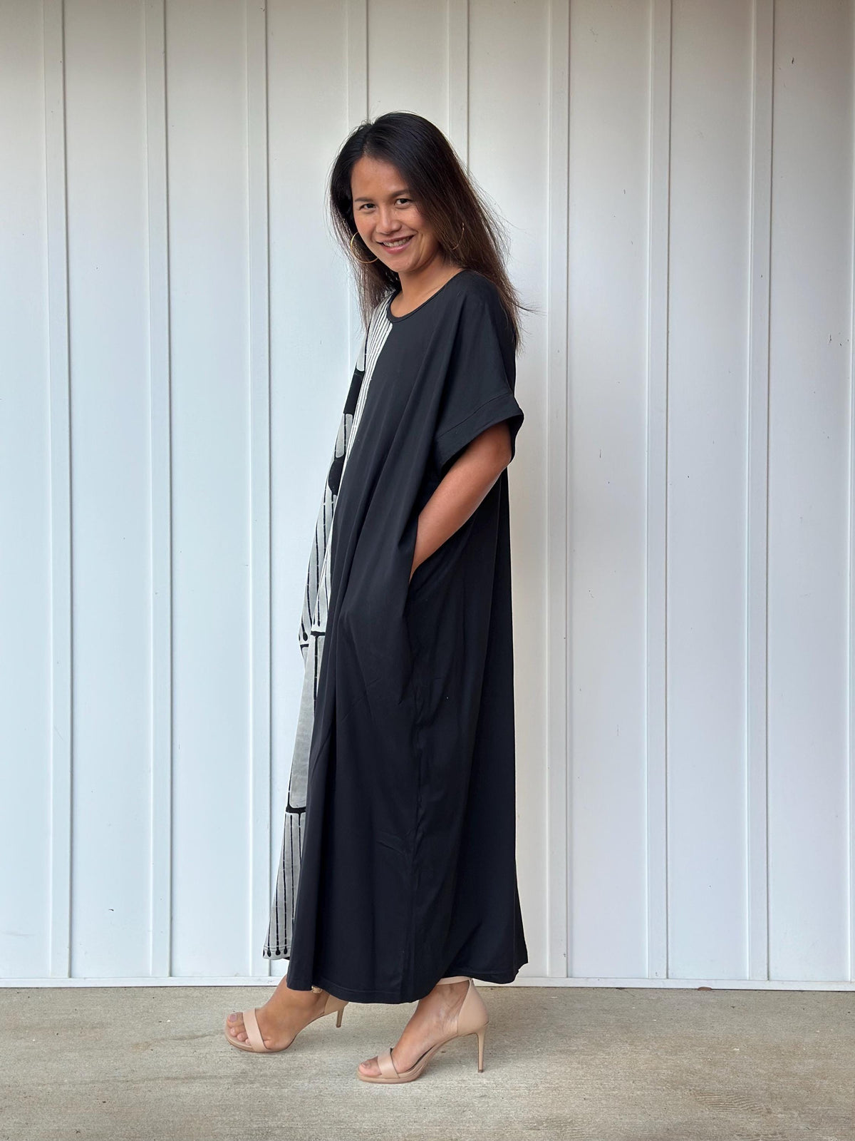 MALA handworks Alice Jersey Cotton Kaftan in Hand-Painted Batik Geometric Design