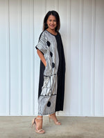 MALA handworks Alice Jersey Cotton Kaftan in Hand-Painted Batik Geometric Design