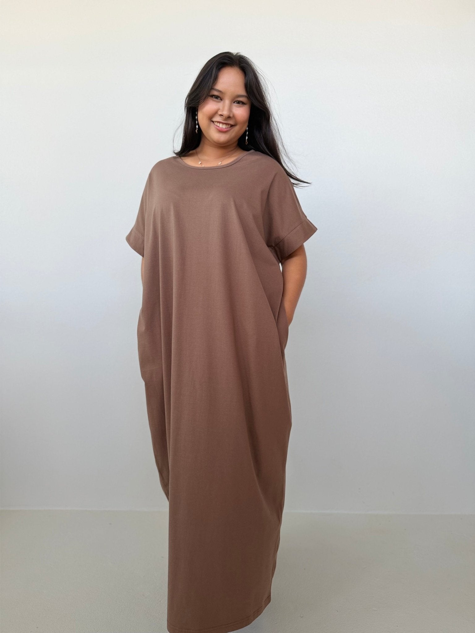 Mala Handworks Alice Jersey Cotton Kaftan in Mocha